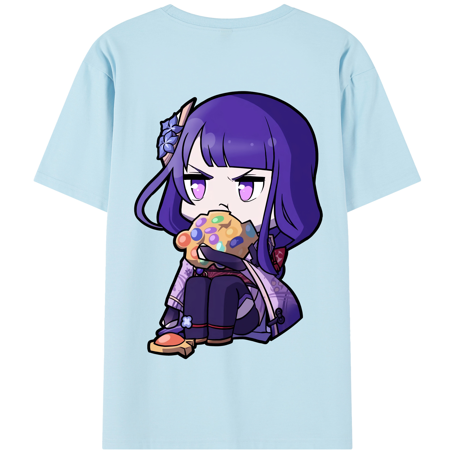 げんし神 雷電将軍 らいでんしょうぐん genshin Raiden Shogun 綿100％半袖Tシャツ（背面プリント）